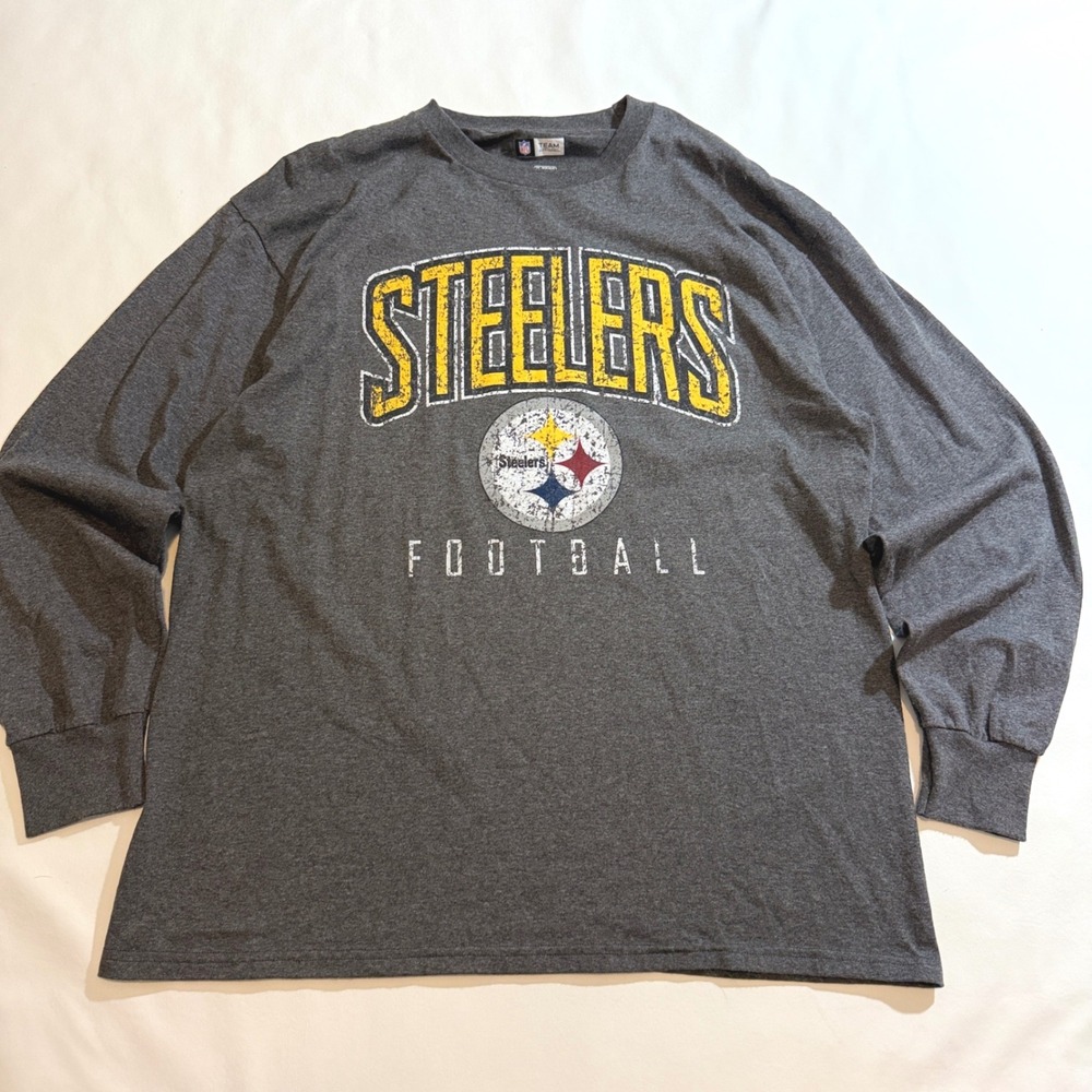 NFL Team Apparel Pittsburgh Steelers Shirt Men XL Grey Long Sleeve Football Tee